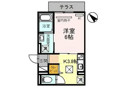 RIHITO堺東(1K/1階)の間取り写真