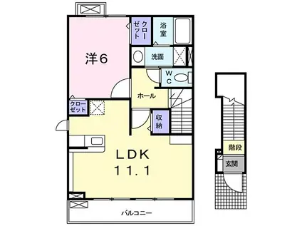 SBRスクエア(1LDK/2階)の間取り写真