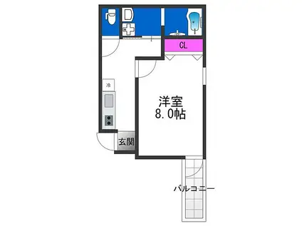 フジパレス加賀屋II番館(1K/3階)の間取り写真