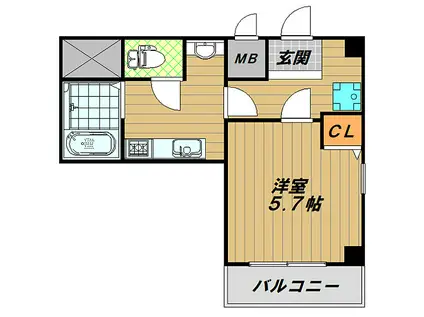 CASA桜木(1K/4階)の間取り写真