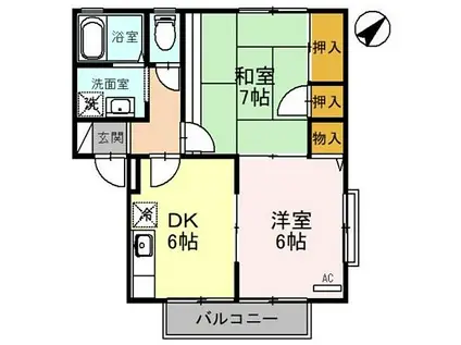 メゾン ド ルルル(2DK/2階)の間取り写真