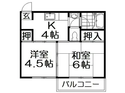 藤マンション(2K/2階)の間取り写真