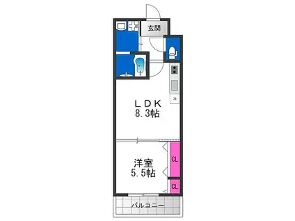 フジパレス駒林II(1LDK/1階)の間取り写真