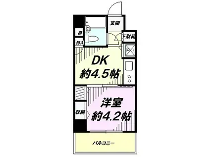 JR横浜線 片倉駅 徒歩10分 6階建 築32年(1DK/6階)の間取り写真