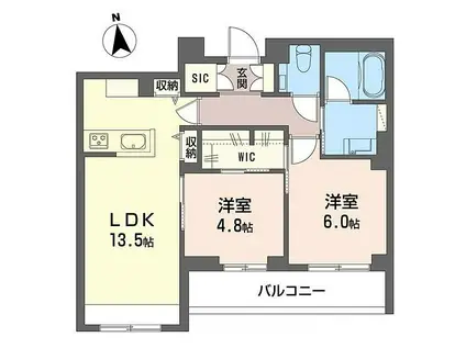 シャーメゾン丸井B(2LDK/4階)の間取り写真