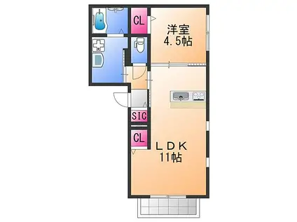 南海線 泉佐野駅 徒歩11分 3階建 築4年(1LDK/2階)の間取り写真