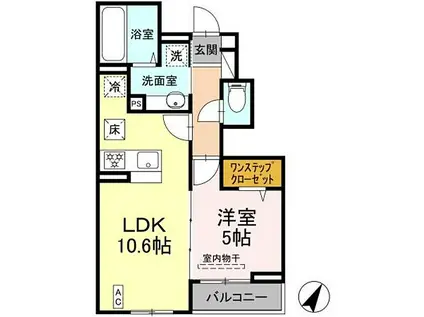 アリビオ(1LDK/1階)の間取り写真