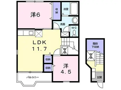 ハイツサイドパーク(2LDK/2階)の間取り写真