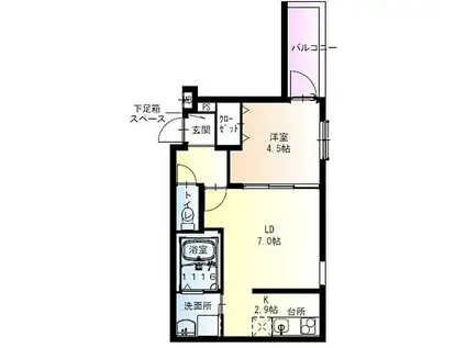 フジパレス住吉大領(1LDK/2階)の間取り写真