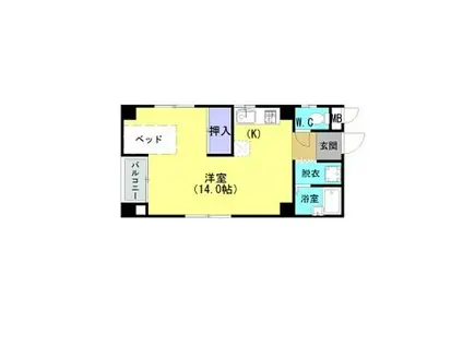 セジュール新屋敷(ワンルーム/4階)の間取り写真