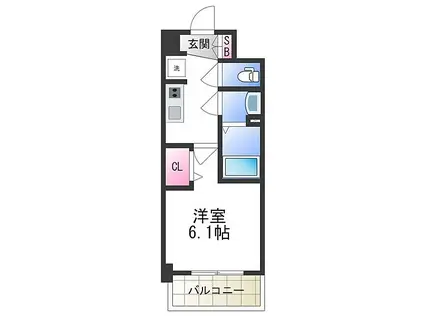 スプランディッド天王寺DUE(1K/13階)の間取り写真