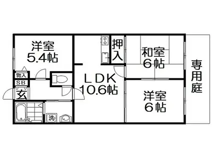 ハイツ大星(3LDK/1階)の間取り写真