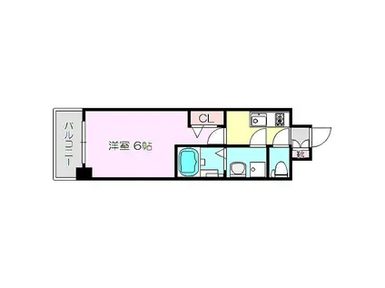ファステート北大阪ラッセル(1K/2階)の間取り写真