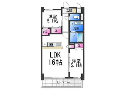 ラ・グレース(1SLDK/2階)の間取り写真