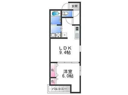 フジパレス高井田II番館(1LDK/3階)の間取り写真