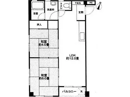 江上マンション(2LDK/3階)の間取り写真