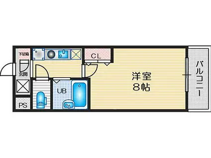 北大阪急行電鉄 緑地公園駅 徒歩13分 5階建 築27年(1K/2階)の間取り写真