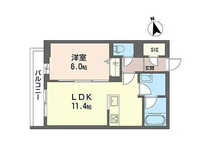 サクラ中野上高田(1LDK/3階)の間取り写真