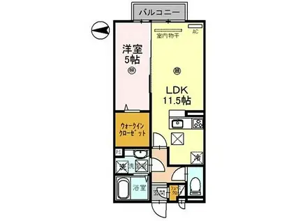 JR紀勢本線 宮前駅 徒歩32分 2階建 築6年(1LDK/1階)の間取り写真