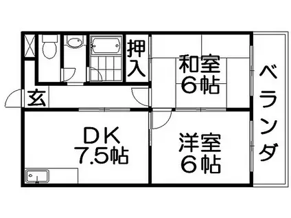 第五金森マンション(2DK/4階)の間取り写真