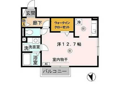 フォースクエア岡田(ワンルーム/2階)の間取り写真