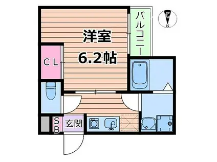 REGIA OSAKA CITY KOMATSU(1K/2階)の間取り写真