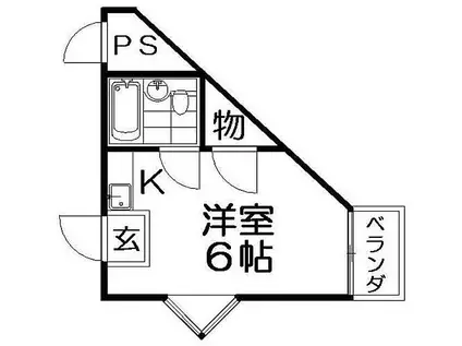 京阪本線 光善寺駅 徒歩9分 4階建 築35年(ワンルーム/3階)の間取り写真