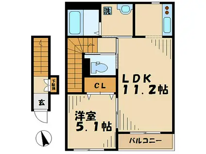 ラパーチェ(1LDK/2階)の間取り写真