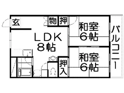 にしまちハイツ(2LDK/3階)の間取り写真