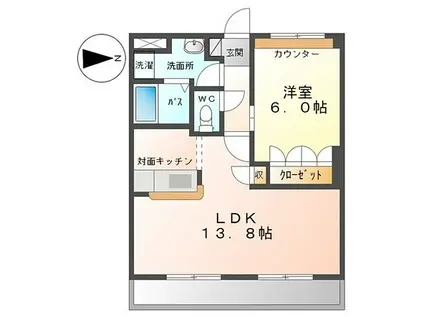 伊豆箱根鉄道駿豆線 韮山駅 徒歩6分 2階建 築17年(1LDK/2階)の間取り写真