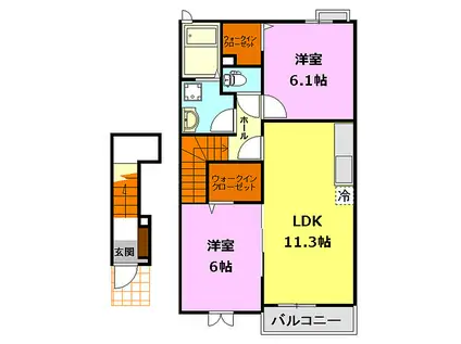 関東鉄道常総線 下妻駅 徒歩17分 2階建 築14年(2LDK/2階)の間取り写真