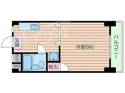 ハイツ山小屋(1DK/3階)の間取り写真