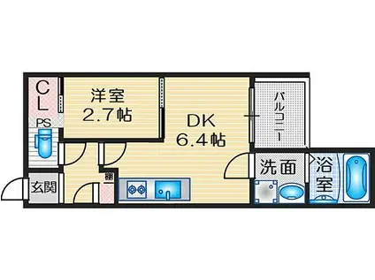 REGALEST ADVANCE豊津(1DK/3階)の間取り写真