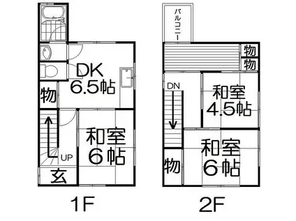 京阪交野線 交野市駅 徒歩13分 2階建 築47年(3DK)の間取り写真