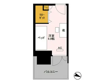 JR上越新幹線 新潟駅 徒歩10分 3階建 築6年(ワンルーム/3階)の間取り写真