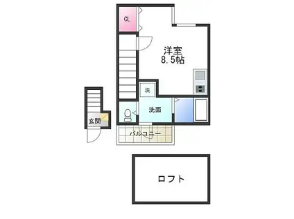 あんしん出島町08-4007(ワンルーム/2階)の間取り写真