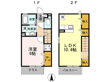 シャルマン(1LDK/2階)の間取り写真