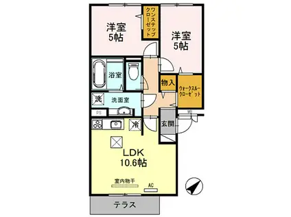 ABCDマンション綾園(2LDK/1階)の間取り写真