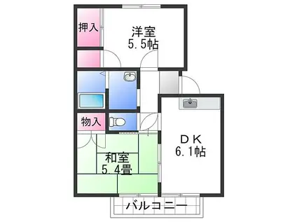 リッチネス阪南E(2DK/1階)の間取り写真