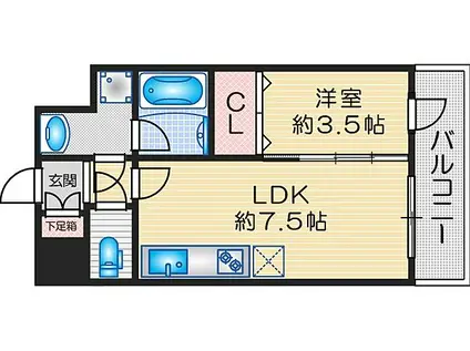 プロスパー江坂479(1LDK/2階)の間取り写真