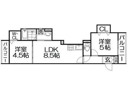 スリール明和II(2LDK/2階)の間取り写真