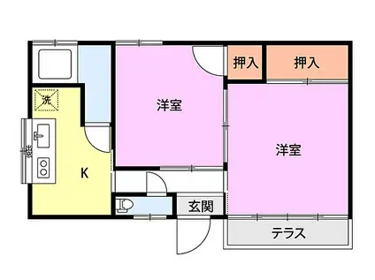 小川アパート(2K/1階)の間取り写真