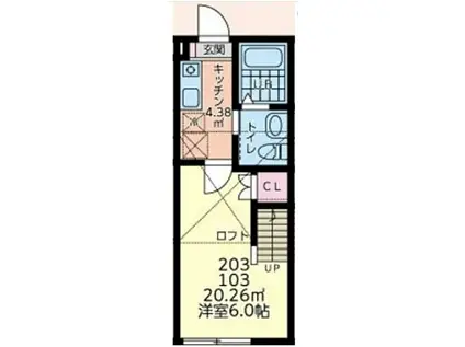 相鉄本線 希望ケ丘駅 徒歩5分 2階建 築1年(1K/1階)の間取り写真