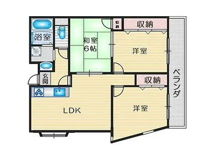 カルム千里山土井(3SLDK/1階)の間取り写真