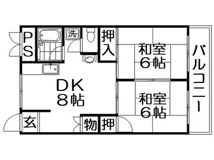 富士コーポラス(2DK/3階)の間取り写真