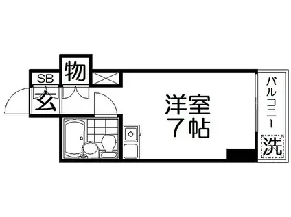 シャルムメゾン香里(ワンルーム/2階)の間取り写真