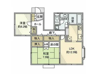 相鉄いずみ野線 南万騎が原駅 徒歩7分 2階建 築23年(2LDK/1階)の間取り写真