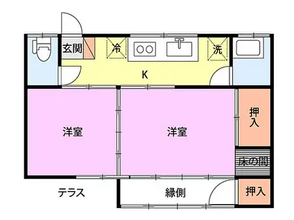 小川アパート(2K/1階)の間取り写真
