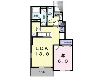 エテルネルI(1LDK/1階)の間取り写真