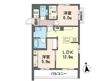 シャーメゾン丸井B(2LDK/3階)の間取り写真